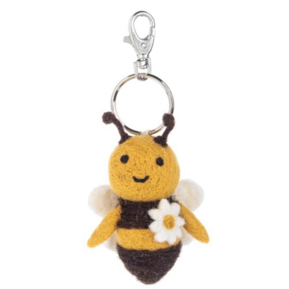 Bee keychain wool animal insect bag charm